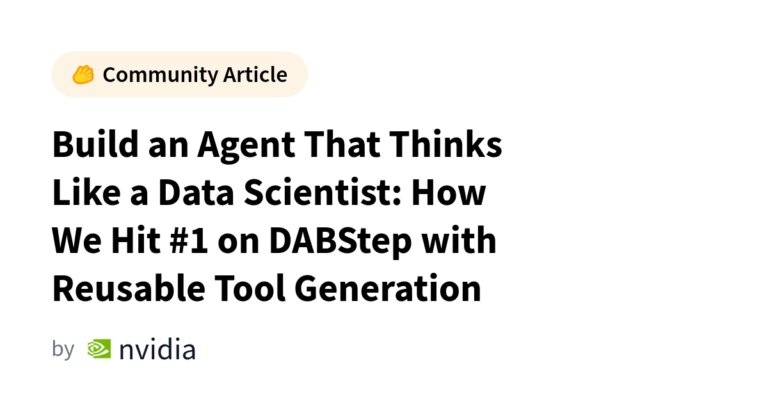 Build an Agent That Thinks Like a Data Scientist: How We Hit #1 on DABStep with Reusable Tool Generation カバー画像