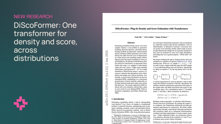 DiScoFormer: One transformer for density and score, across distributions カバー画像